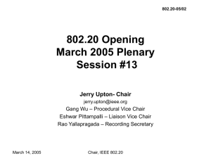 802.20 Opening March 2005 Plenary Session #13 Jerry Upton- Chair