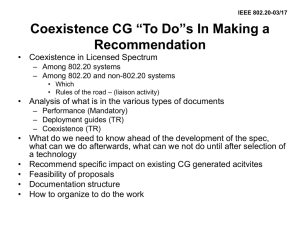 Coexistence CG “To Do”s In Making a Recommendation