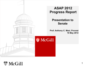 ASAP 2012 Progress Report Presentation to Senate