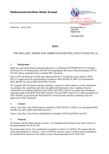 IEEE VOCABULARY TERMS AND ABBREVIATIONS RELATED TO IEEE 802.16 Radiocommunication Study Groups