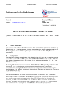 **DRAFT** Institute of Electrical and Electronics Engineers, Inc. (IEEE) Radiocommunication Study Groups