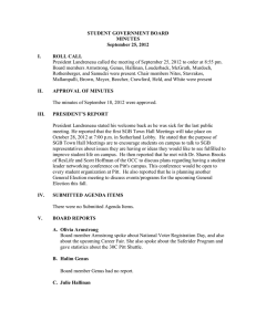 STUDENT GOVERNMENT BOARD MINUTES September 25, 2012