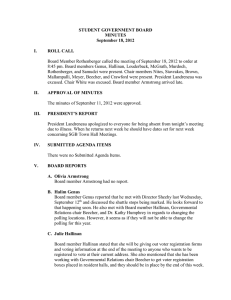 STUDENT GOVERNMENT BOARD MINUTES September 18, 2012