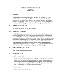 STUDENT GOVERNMENT BOARD MINUTES March 20, 2012