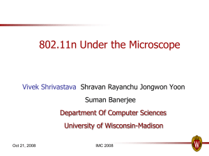 802.11n Under the Microscope Vivek Shrivastava Shravan Rayanchu Jongwon Yoon Suman Banerjee