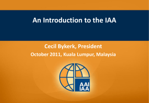 An Introduction to the IAA Cecil Bykerk, President