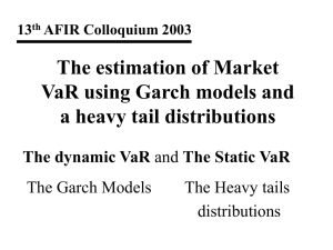 The estimation of Market VaR using Garch models and The dynamic VaR