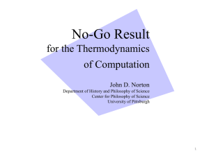 No-Go Result for the Thermodynamics of Computation John D. Norton