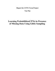 Learning Probabilities(CPTs) in Presence of Missing Data Using Gibbs Sampling