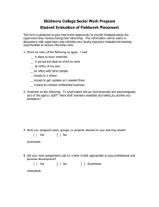 Skidmore College Social Work Program Student Evaluation of Fieldwork Placement