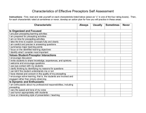 Characteristics of Effective Preceptors Self Assessment Characteristic Always Usually