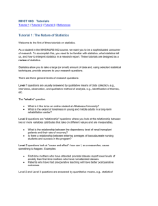 MHST 603:  Tutorials Tutorial 1: The Nature of Statistics