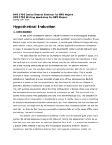 Hypothetical Induction HPS 1702 Junior/Senior Seminar for HPS Majors 1. Introduction