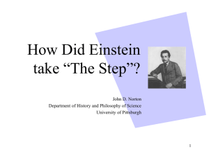 How Did Einstein take “The Step”? John D. Norton