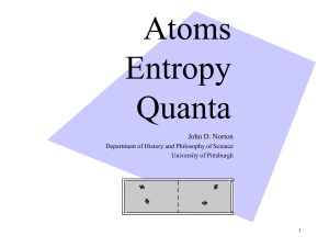 Atoms Entropy Quanta John D. Norton