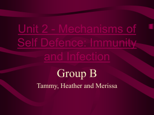 Unit 2 - Mechanisms of Self Defence: Immunity and Infection Group B