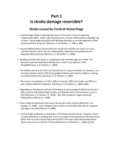 Part 1 Is stroke damage reversible? Stroke caused by Cerebral Hemorrhage