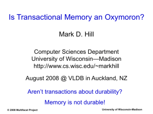Is Transactional Memory an Oxymoron? Mark D. Hill
