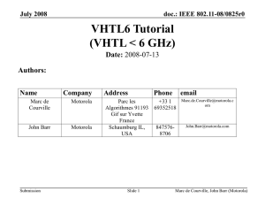 VHTL6 Tutorial (VHTL &lt; 6 GHz) Date: Authors:
