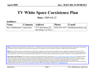TV White Space Coexistence Plan Date: Authors: doc.: IEEE 802.19-09/0010r2