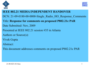 IEEE 802.21 MEDIA INDEPENDENT HANDOVER DCN: 21-09-0180-00-0000-Single_Radio_HO_Response_Comments
