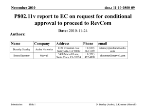 P802.11v report to EC on request for conditional Date: Authors: