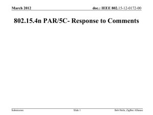 802.15.4n PAR/5C- Response to Comments doc.: IEEE 802. March 2012 Submission
