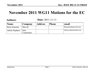 November 2011 WG11 Motions for the EC Date: Authors: Name