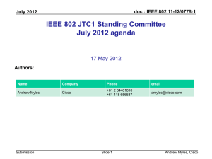 IEEE 802 JTC1 Standing Committee July 2012 agenda 17 May 2012