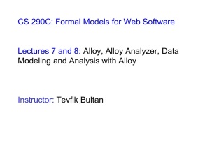 CS 290C: Formal Models for Web Software Lectures 7 and 8: