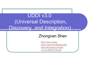 UDDI v3.0 (Universal Description, Discovery  and Integration) Zhongnan Shen