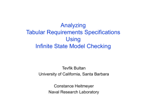 Analyzing Tabular Requirements Specifications Using Infinite State Model Checking