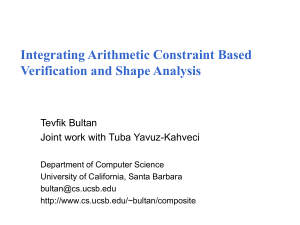 Integrating Arithmetic Constraint Based Verification and Shape Analysis Tevfik Bultan