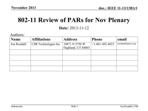 802-11 Review of PARs for Nov Plenary Date: Authors: Name