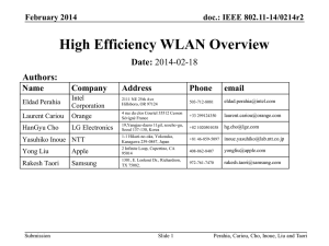High Efficiency WLAN Overview Date: Authors: Name