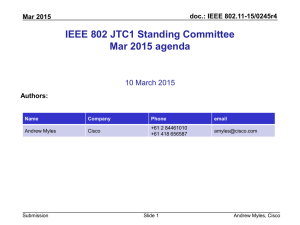 IEEE 802 JTC1 Standing Committee Mar 2015 agenda 10 March 2015