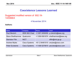 Coexistence Lessons Learned Suggested modified version of  802.19- 14/0068r4 4 November 2014