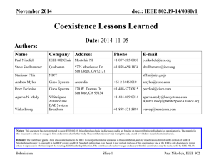 Coexistence Lessons Learned Date: Authors: doc.: IEEE 802.19-14/0080r1