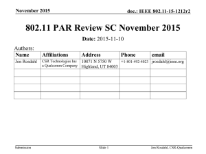 802.11 PAR Review SC November 2015 Date: Authors: Name