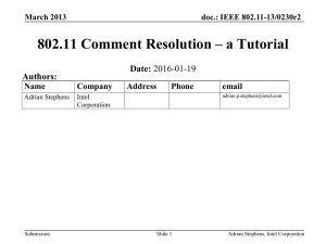 802.11 Comment Resolution – a Tutorial Date: Authors: Name