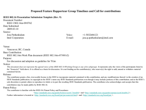 Proposed Feature Rapporteur Group Timelines and Call for contributions