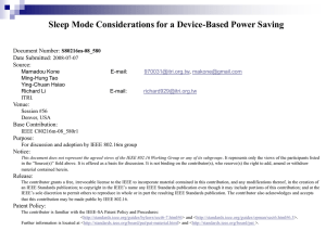 Sleep Mode Considerations for a Device-Based Power Saving Document Number: Date Submitted: Source: