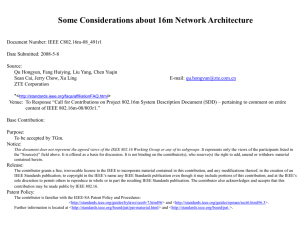 Some Considerations about 16m Network Architecture