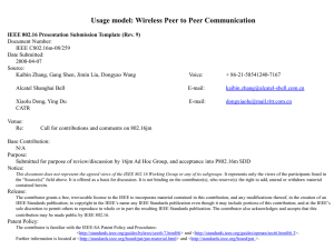 Usage model: Wireless Peer to Peer Communication