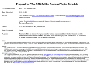 Proposal for TGm SDD Call for Proposal Topics Schedule