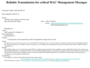 Reliable Transmission for critical MAC Management Messages