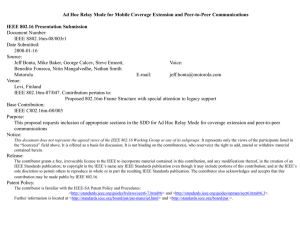 Ad Hoc Relay Mode for Mobile Coverage Extension and Peer-to-Peer... IEEE 802.16 Presentation Submission