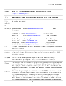 Integrated Relay Architecture for IEEE 802.16m Systems  IEEE C802.16m-07/299r2 Project