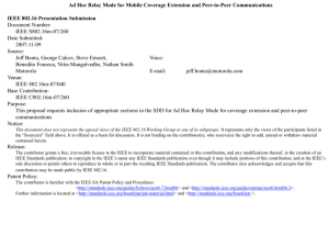 Ad Hoc Relay Mode for Mobile Coverage Extension and Peer-to-Peer... IEEE 802.16 Presentation Submission