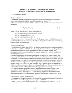 Design and Analysis Chapter 7: The Linear Model and Its Assumptions